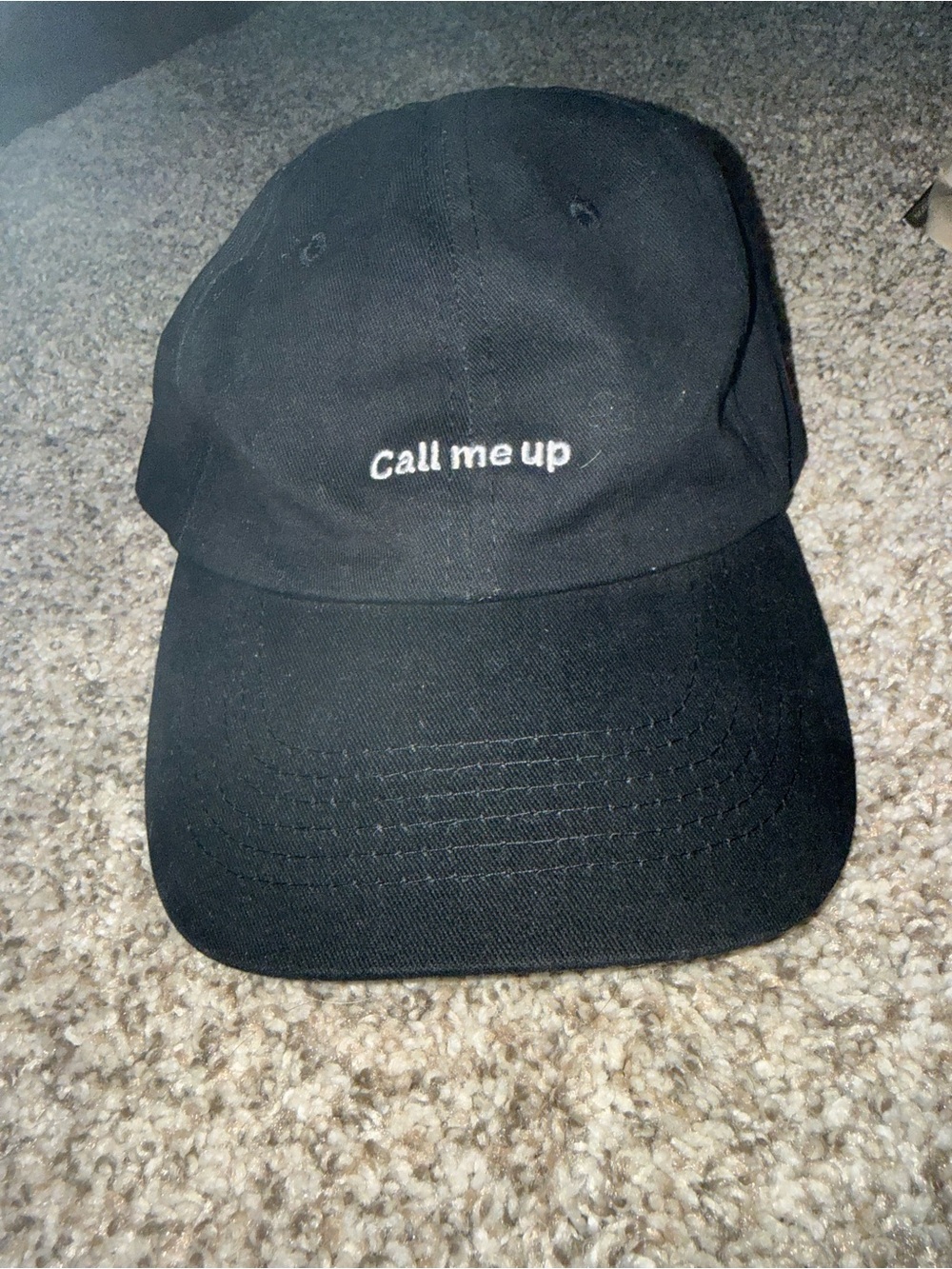 Black 'Call Me Up' Embroidered Dad Hat